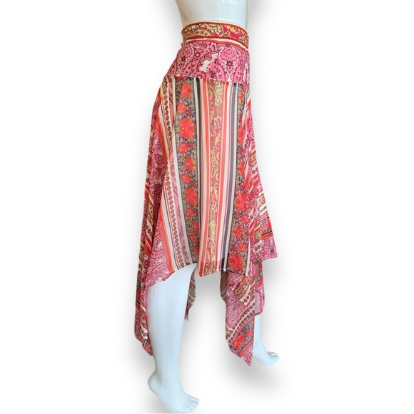 V CRISTINA CHIFFON MIDI SKIRT WITH ASYMMETRIC HEM. WOMEN’S SIZE MEDIUM - Picture 4 of 8